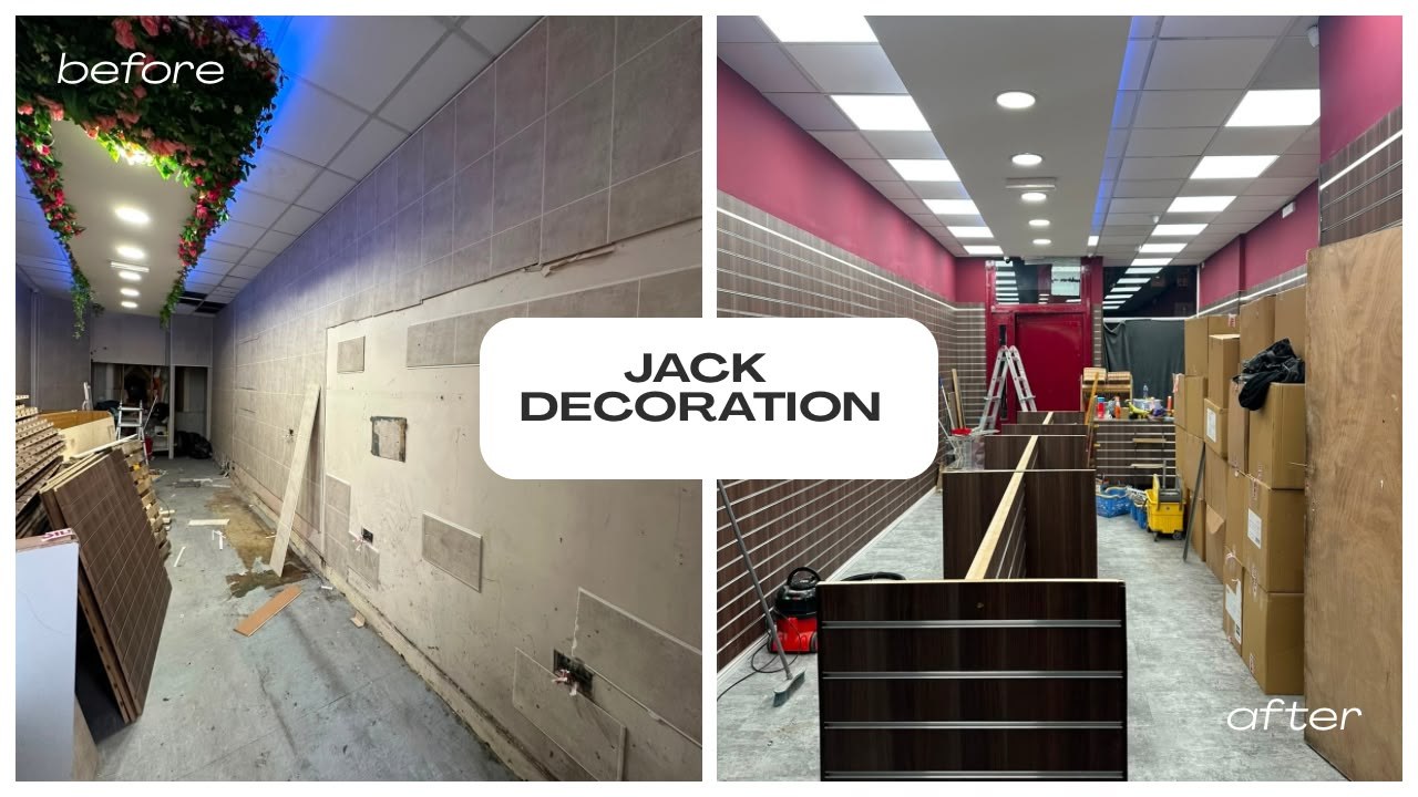 Retail unit before and after tiling and fit-out